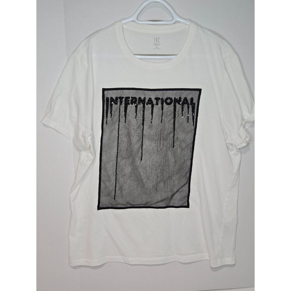 INC International Concepts Drip Graphic T-Shirt | Men's Size XL | White Black